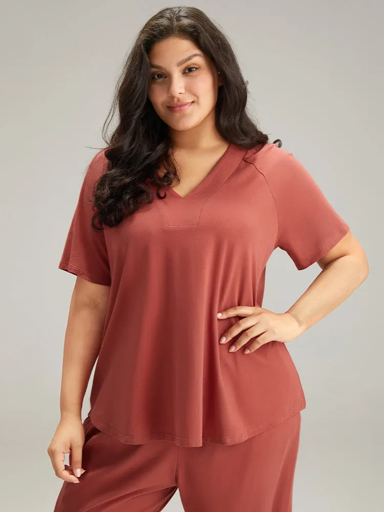 Cotton Plain Raglan Sleeve Sleep Top sold by Bloomchic