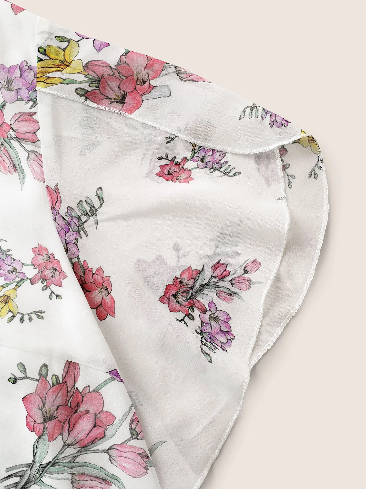 Floral Notched Mesh Petal Sleeve Blouse sold by Bloomchic product image thumbnail 5