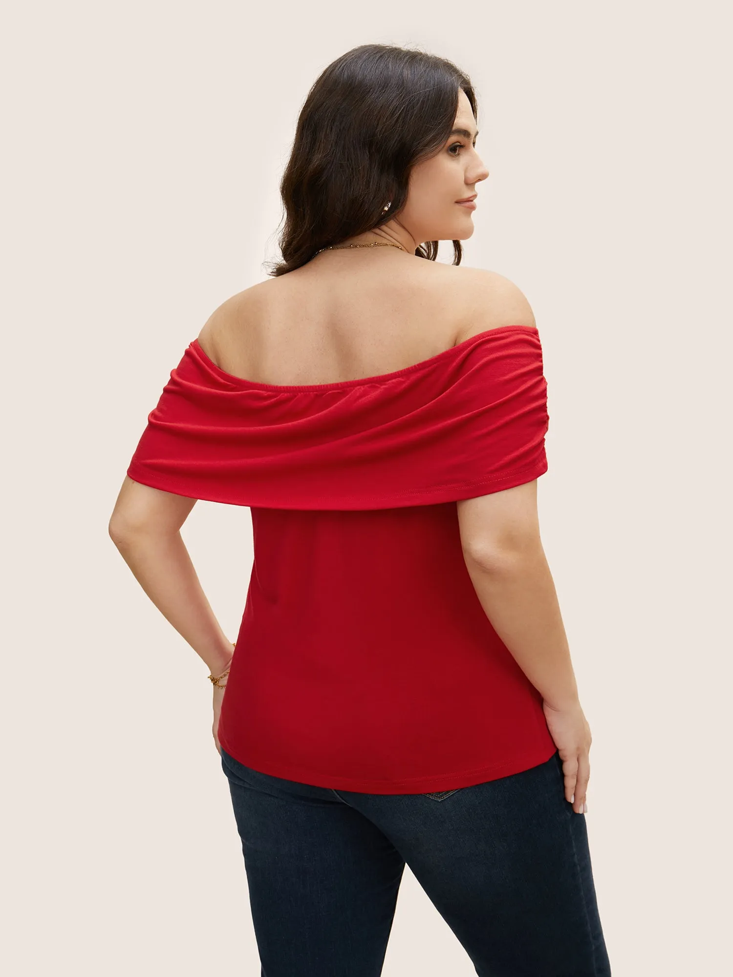 Supersoft Essentials One Shoulder Neck Gathered T-shirt sold by Bloomchic product image thumbnail 3
