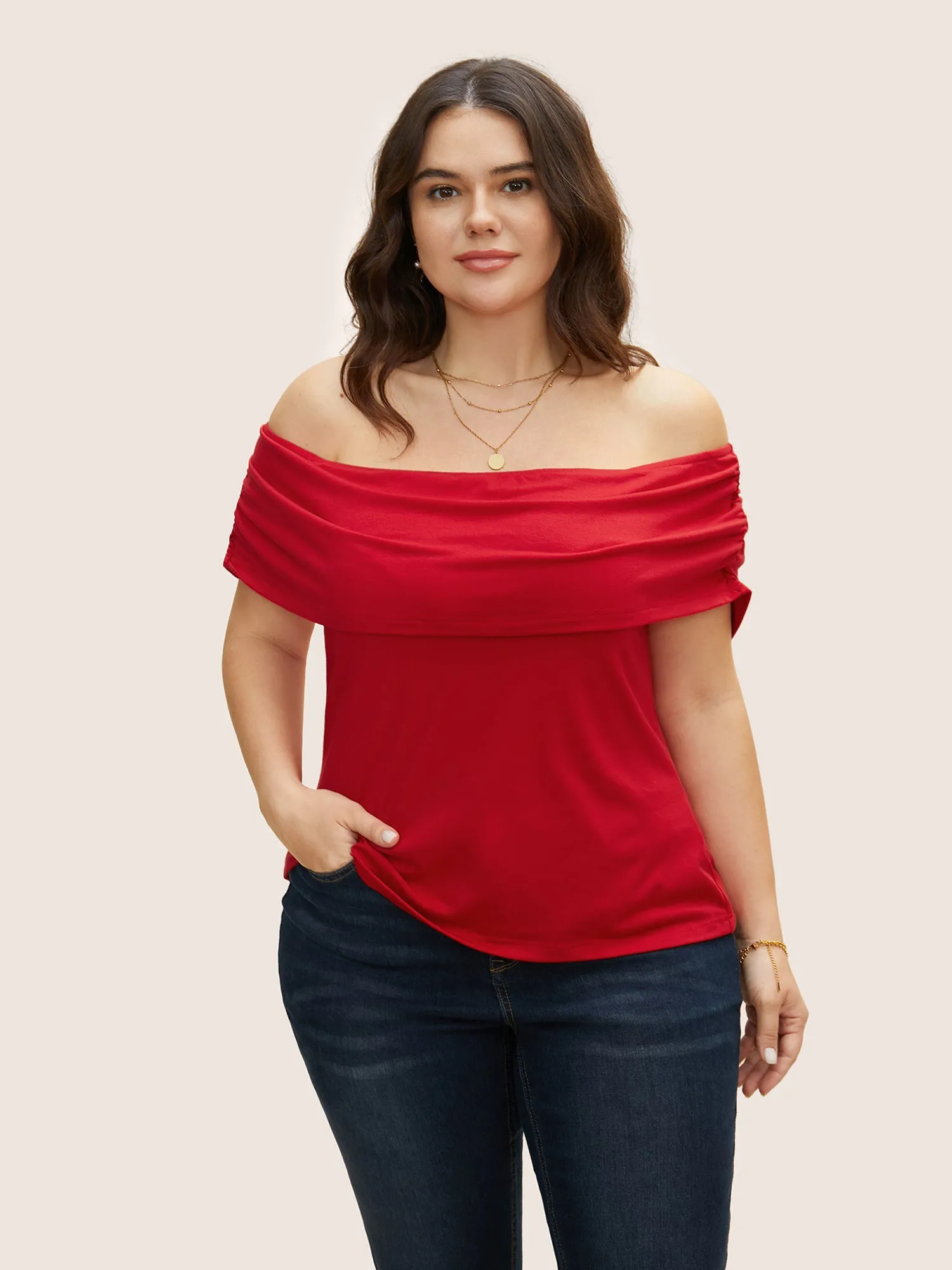Supersoft Essentials One Shoulder Neck Gathered T-shirt sold by Bloomchic