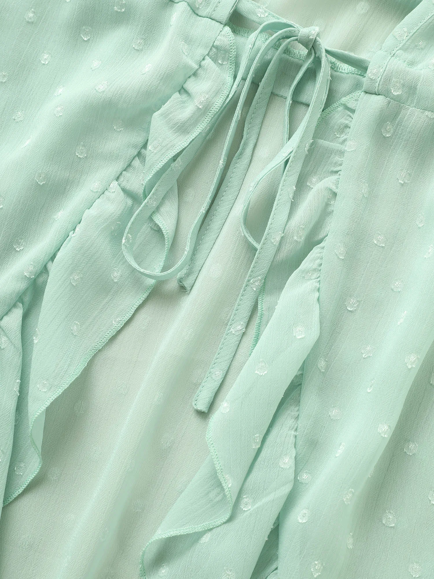 Plisse Drawstring See Through Patchwork Ruffles Kimono sold by Bloomchic product image thumbnail 5