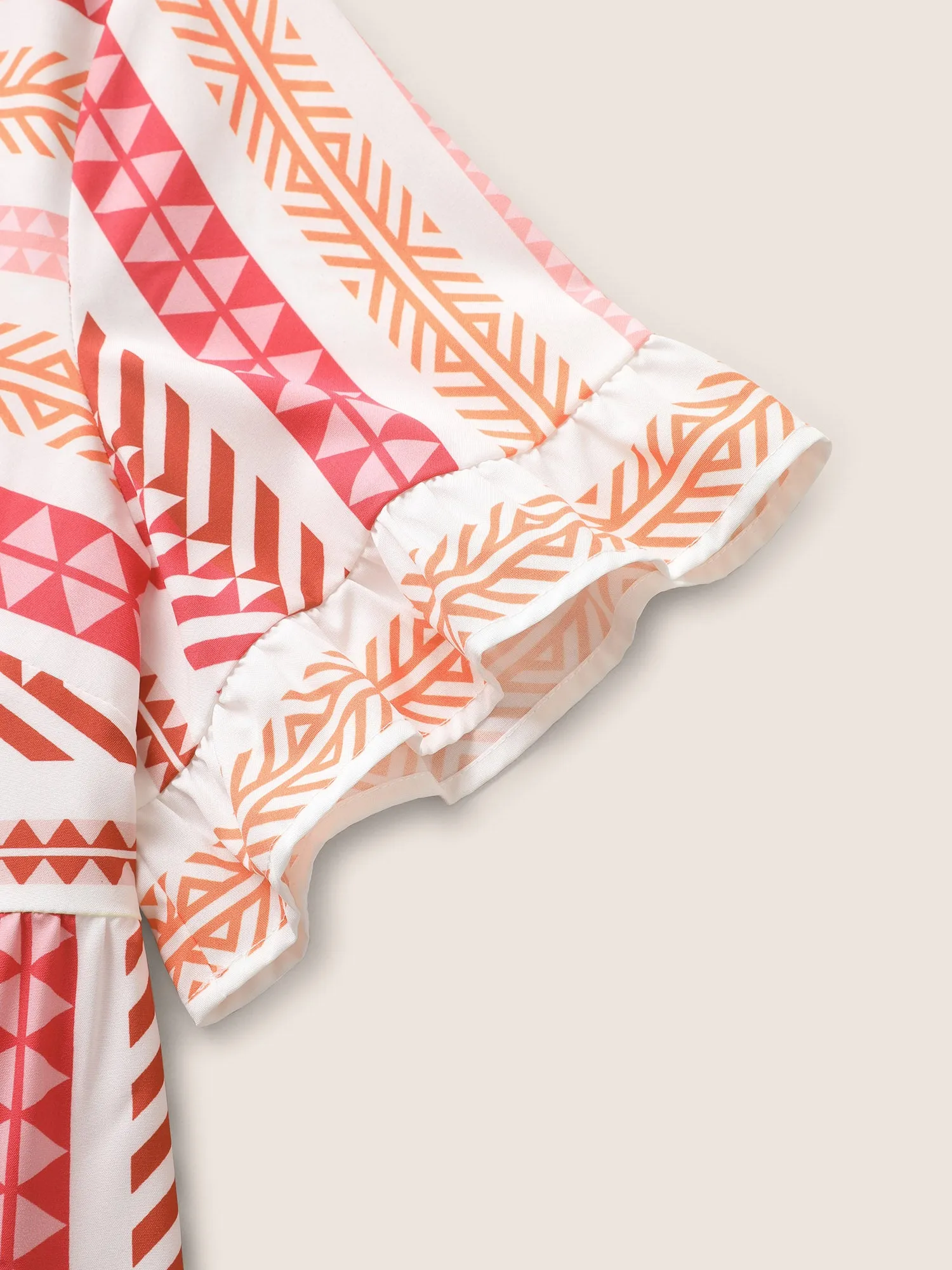 V Neck Geometric Patchwork Ruffles Blouse sold by Bloomchic product image thumbnail 5