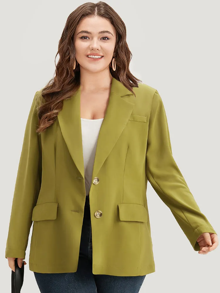 Plain Pocket Button Up Suit Collar Blazer sold by Bloomchic