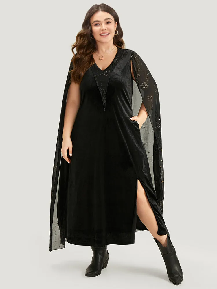 Halloween Glitter Detail Patchwork Dress With Cape sold by Bloomchic product image thumbnail 3