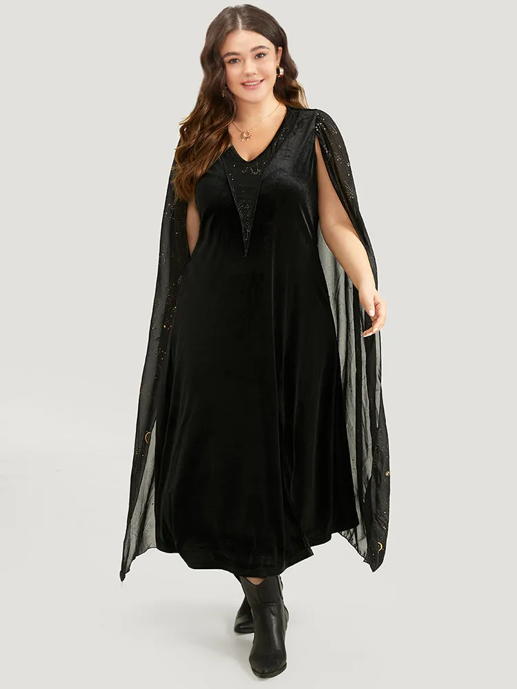 Halloween Glitter Detail Patchwork Dress With Cape sold by Bloomchic product image thumbnail 4