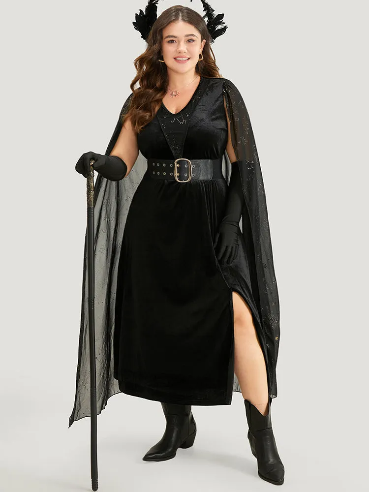 Halloween Glitter Detail Patchwork Dress With Cape sold by Bloomchic product image thumbnail 5