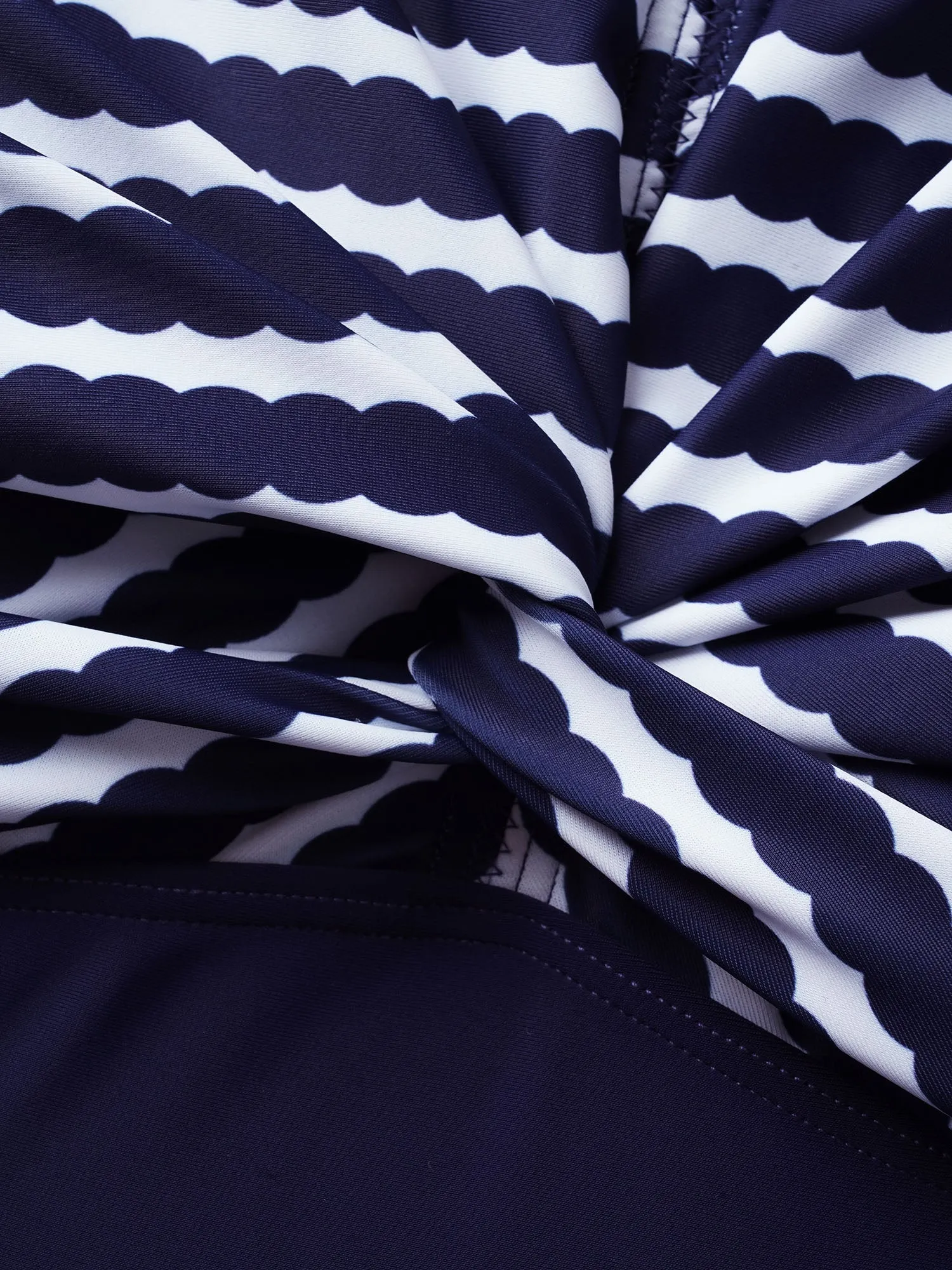 V Neck Striped Patchwork Twist Front Swim Dress sold by Bloomchic product image thumbnail 5