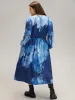 Tie Dye Ruched Pocket Lantern Sleeve Dress sold by Bloomchic