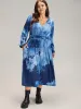 Tie Dye Ruched Pocket Lantern Sleeve Dress sold by Bloomchic