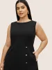 Solid Metal Detail Split Hem Sleeveless Dress sold by Bloomchic