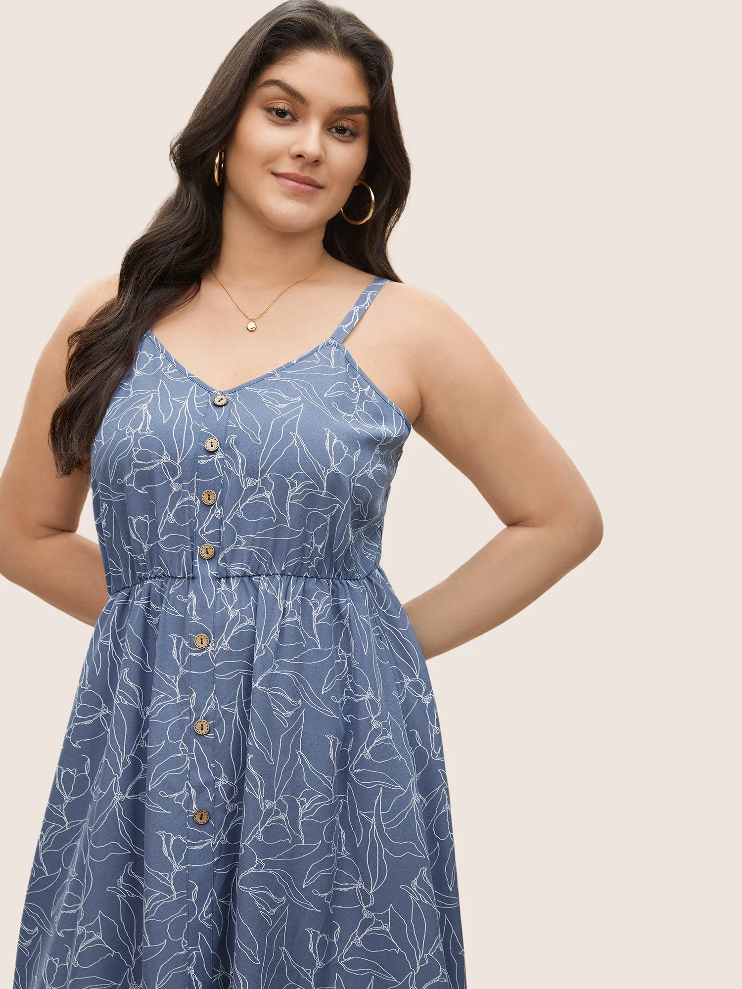 Floral Print Button Detail Cami Dress sold by Bloomchic product image thumbnail 3