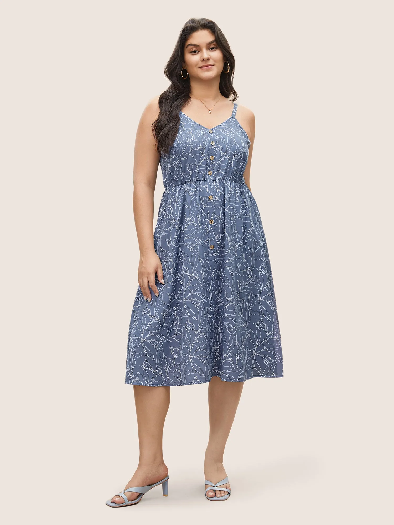 Floral Print Button Detail Cami Dress sold by Bloomchic