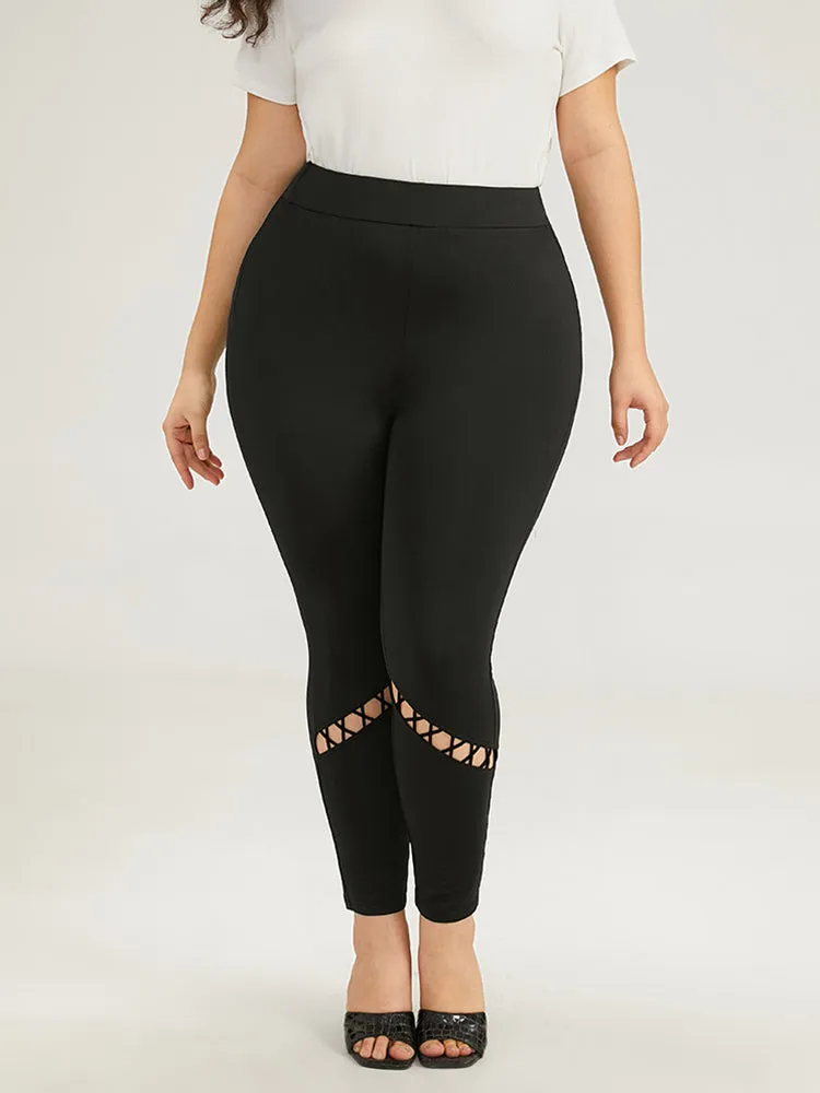 Halloween Plain Cut Out Elastic Waist Leggings sold by Bloomchic product image thumbnail 3