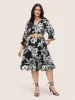 Floral Print Tie Neck Scalloped Trim Dress sold by Bloomchic
