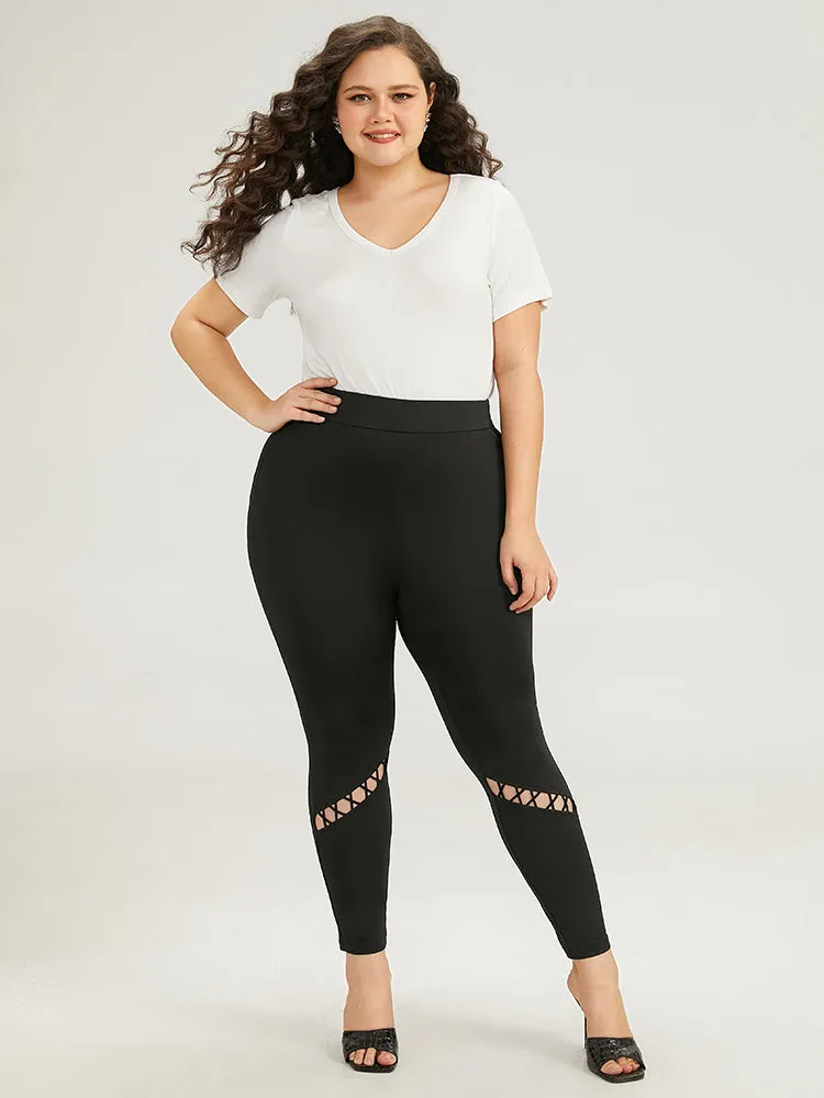 Halloween Plain Cut Out Elastic Waist Leggings sold by Bloomchic product image thumbnail 4