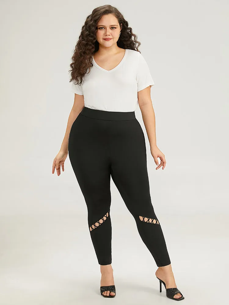 Halloween Plain Cut Out Elastic Waist Leggings sold by Bloomchic product image thumbnail 5