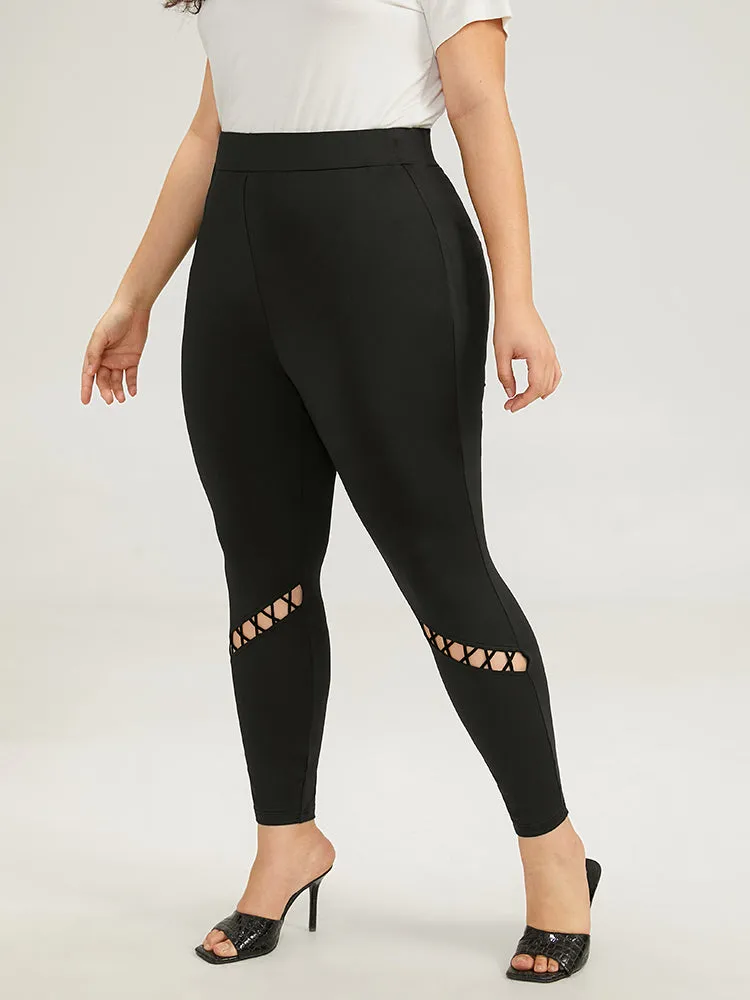 Halloween Plain Cut Out Elastic Waist Leggings sold by Bloomchic product image thumbnail 2