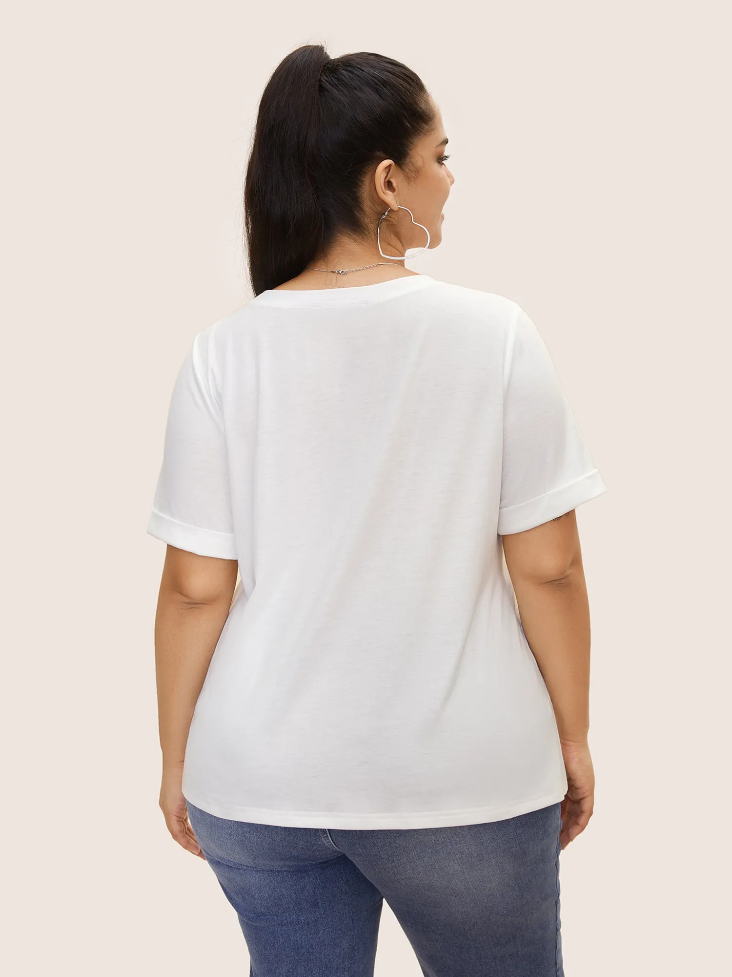 Star Embroidered Patch Crew Neck T-shirt sold by Bloomchic product image thumbnail 3