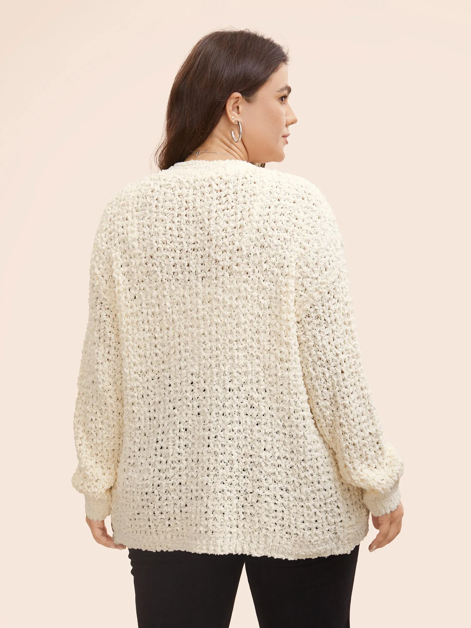 Solid Textured Curved Hem Cardigan sold by Bloomchic product image thumbnail 2