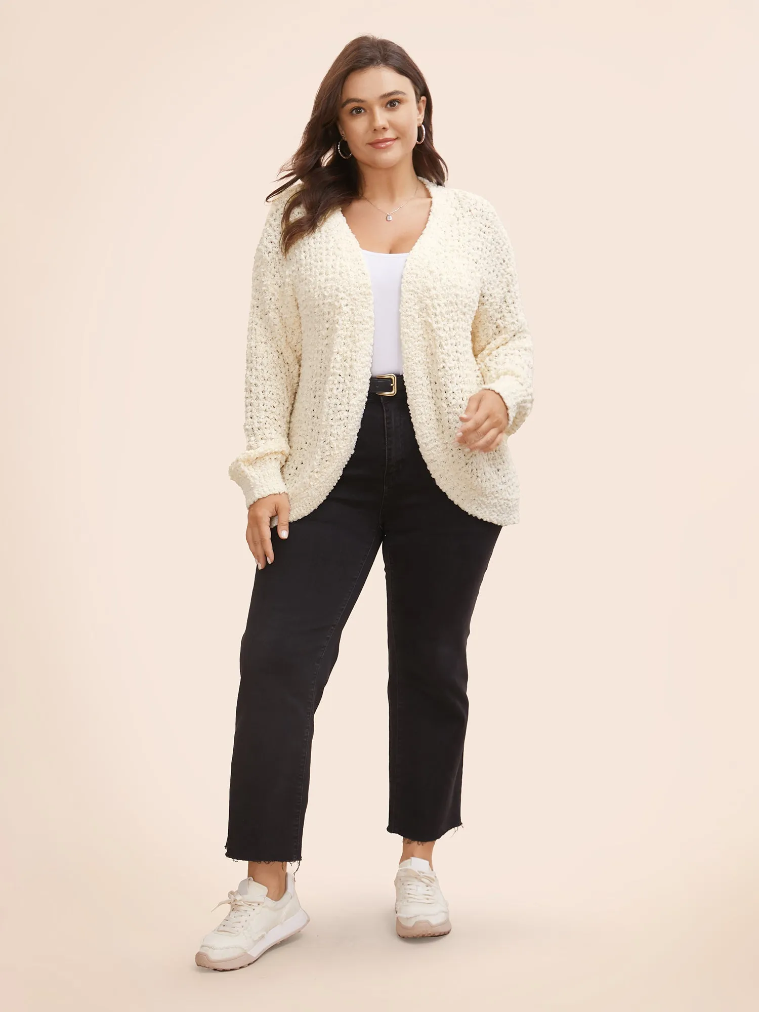Solid Textured Curved Hem Cardigan sold by Bloomchic product image thumbnail 3