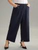 Solid Wide Leg Elastic Waist Split Hem Pants sold by Bloomchic