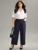 Solid Wide Leg Elastic Waist Split Hem Pants sold by Bloomchic