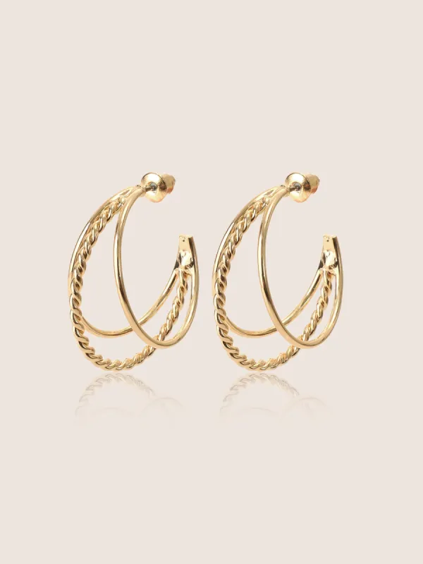 Tiered Twist Hoop Earrings sold by Bloomchic