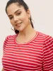 Round Neck Striped Bishop Sleeve T-shirt sold by Bloomchic