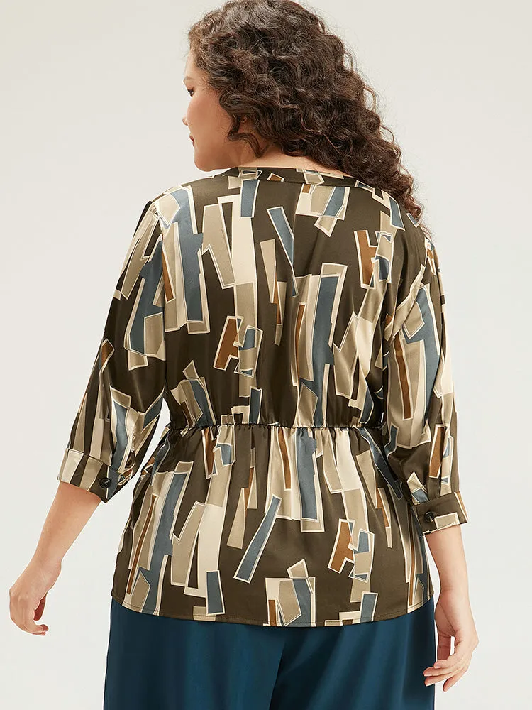 Geometric Colorblock Belted Woven Blouse sold by Bloomchic product image thumbnail 4