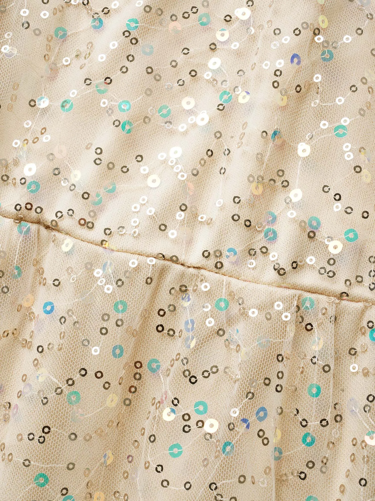 V Neck Sequin Mesh Ruffle Cap Sleeve Dress sold by Bloomchic product image thumbnail 5