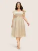 V Neck Sequin Mesh Ruffle Cap Sleeve Dress sold by Bloomchic