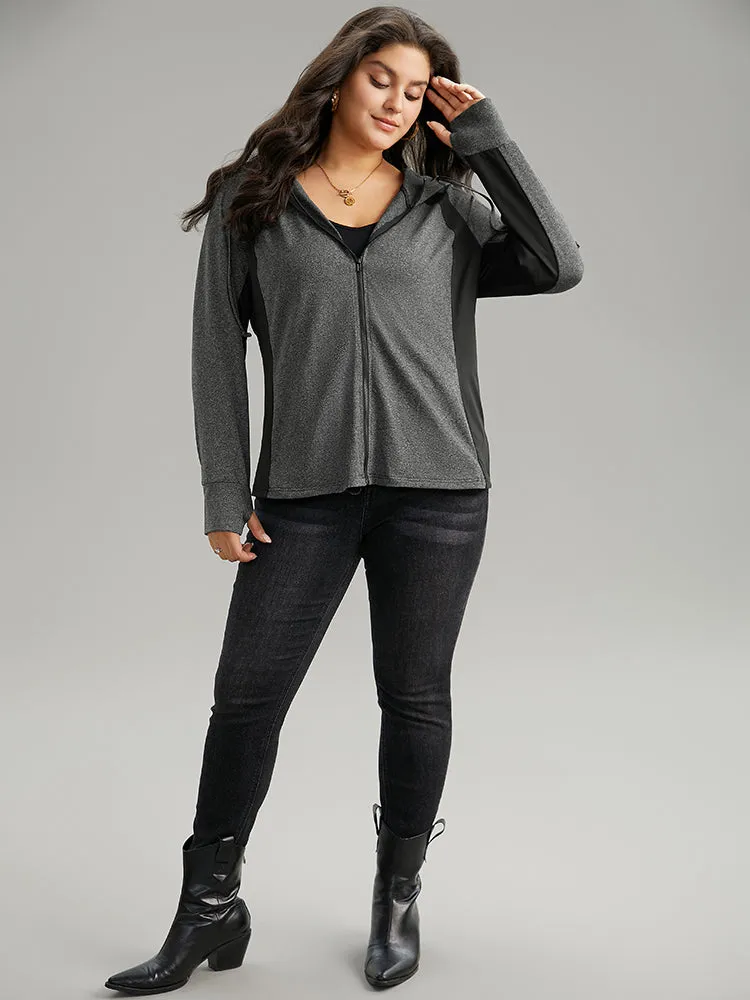 Contrast Drawstring Zipper Hooded Jacket sold by Bloomchic product image thumbnail 4