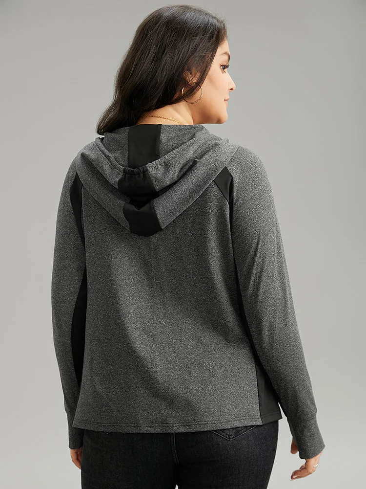 Contrast Drawstring Zipper Hooded Jacket sold by Bloomchic product image thumbnail 2