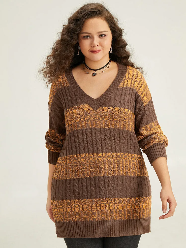 Halloween Colorblock Plisse Split Side Pullover sold by Bloomchic