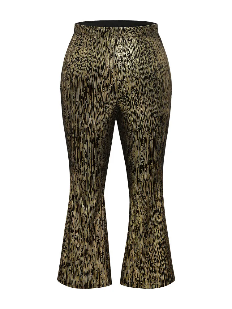 Velvet Striped Elastic Waist Flare Leg Pants sold by Bloomchic product image thumbnail 5