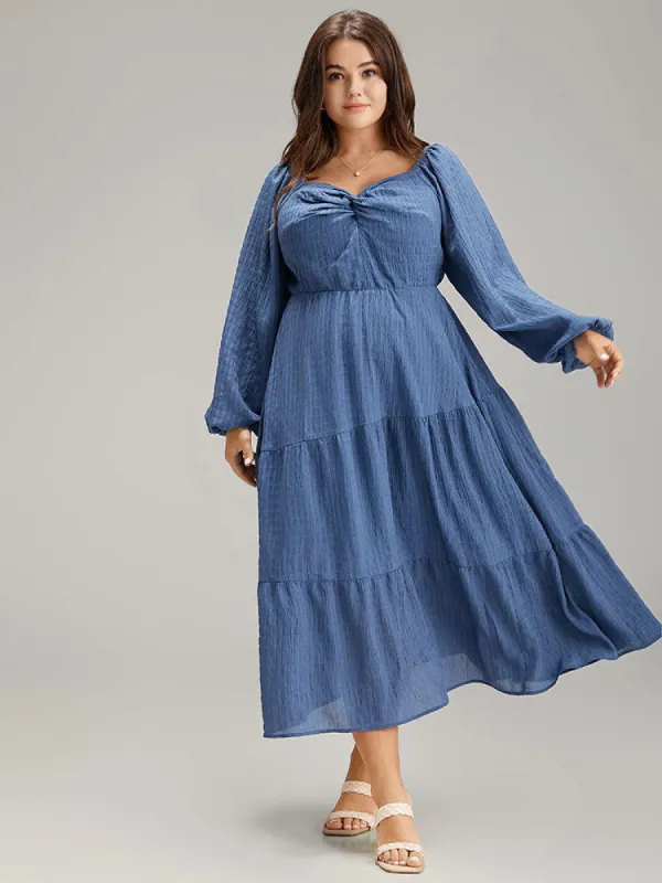 Plisse Twist Front Layered Hem Dress sold by Bloomchic