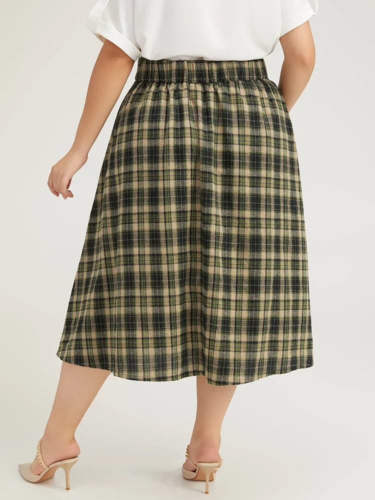 Plaid Patched Pocket Button Up Skirt sold by Bloomchic product image thumbnail 5