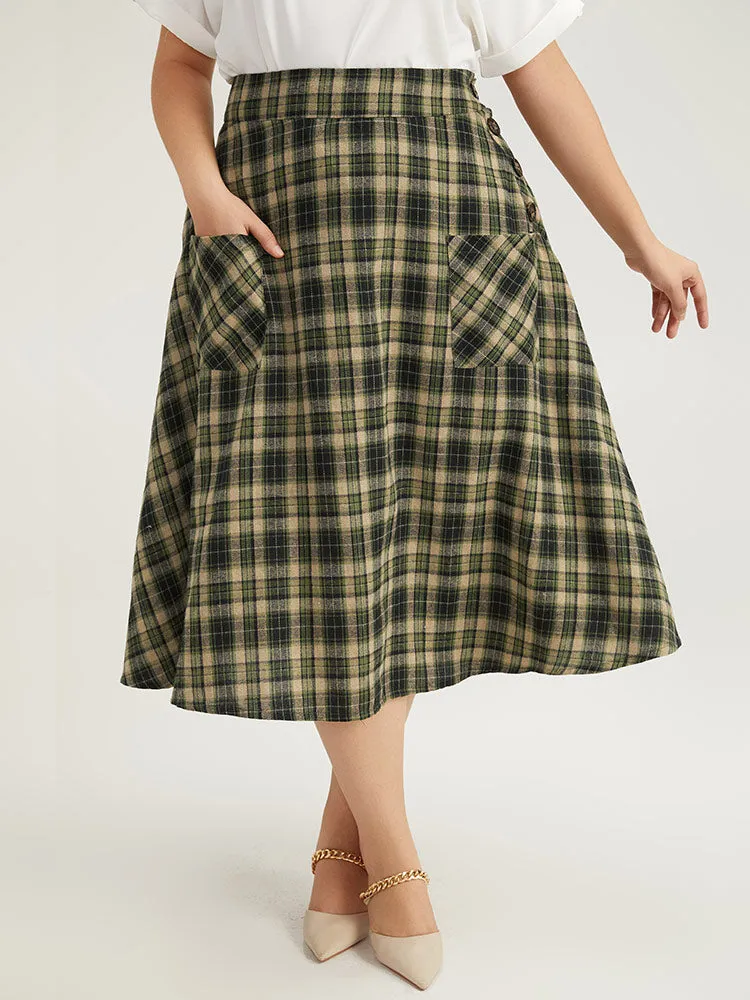 Plaid Patched Pocket Button Up Skirt sold by Bloomchic product image thumbnail 3