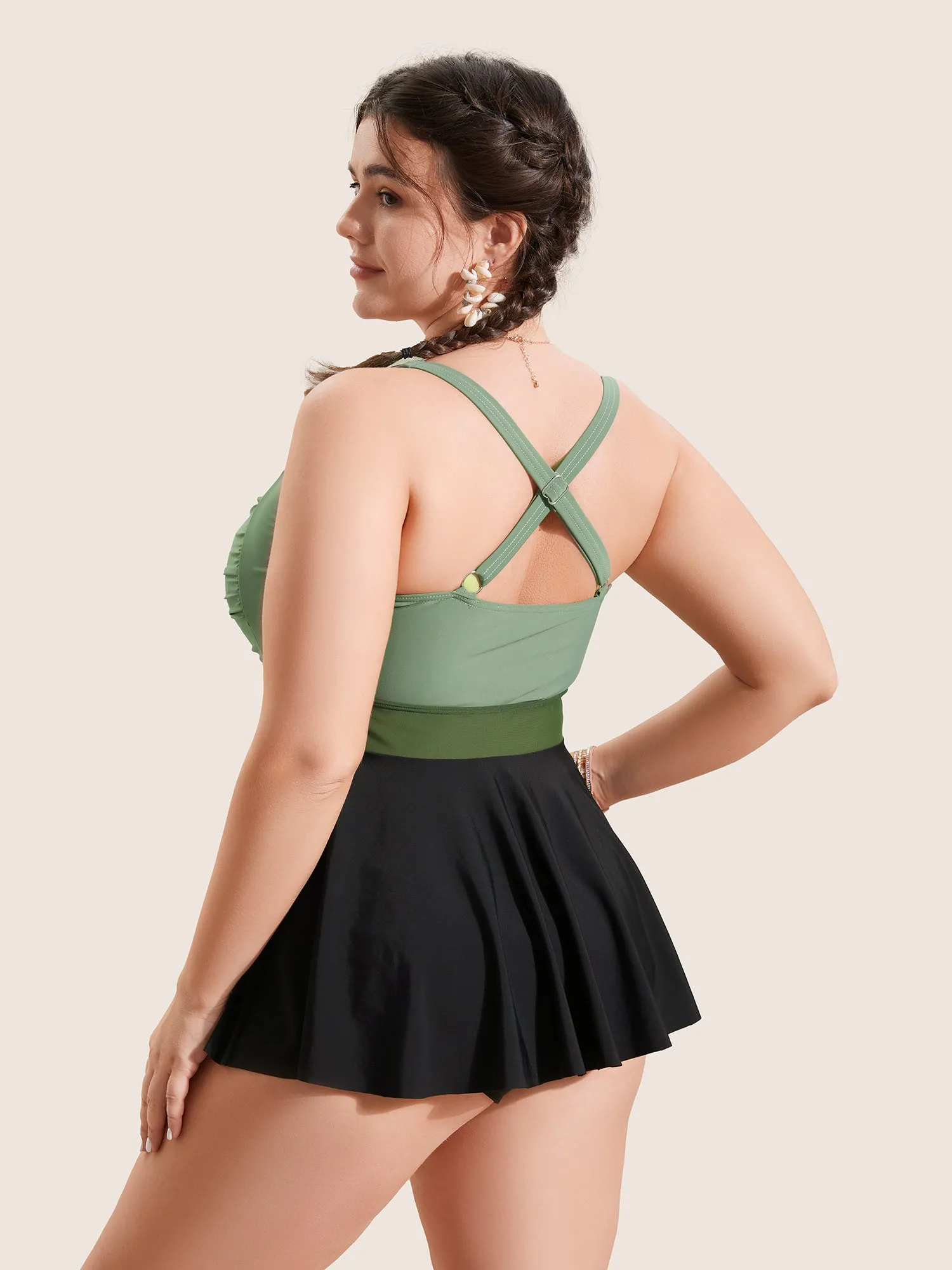 Crossover Patchwork Heart Neckline Swim Top sold by Bloomchic product image thumbnail 2