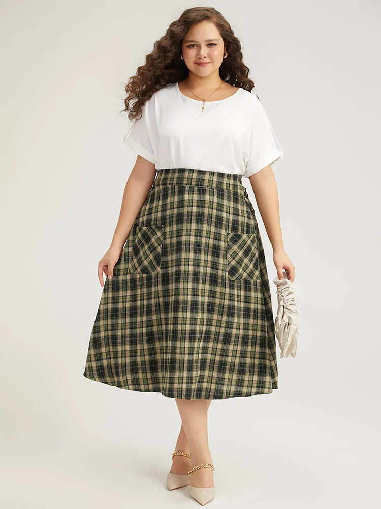 Plaid Patched Pocket Button Up Skirt sold by Bloomchic product image thumbnail 4