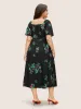 Square Neck Tomato Print Split Hem Dress sold by Bloomchic