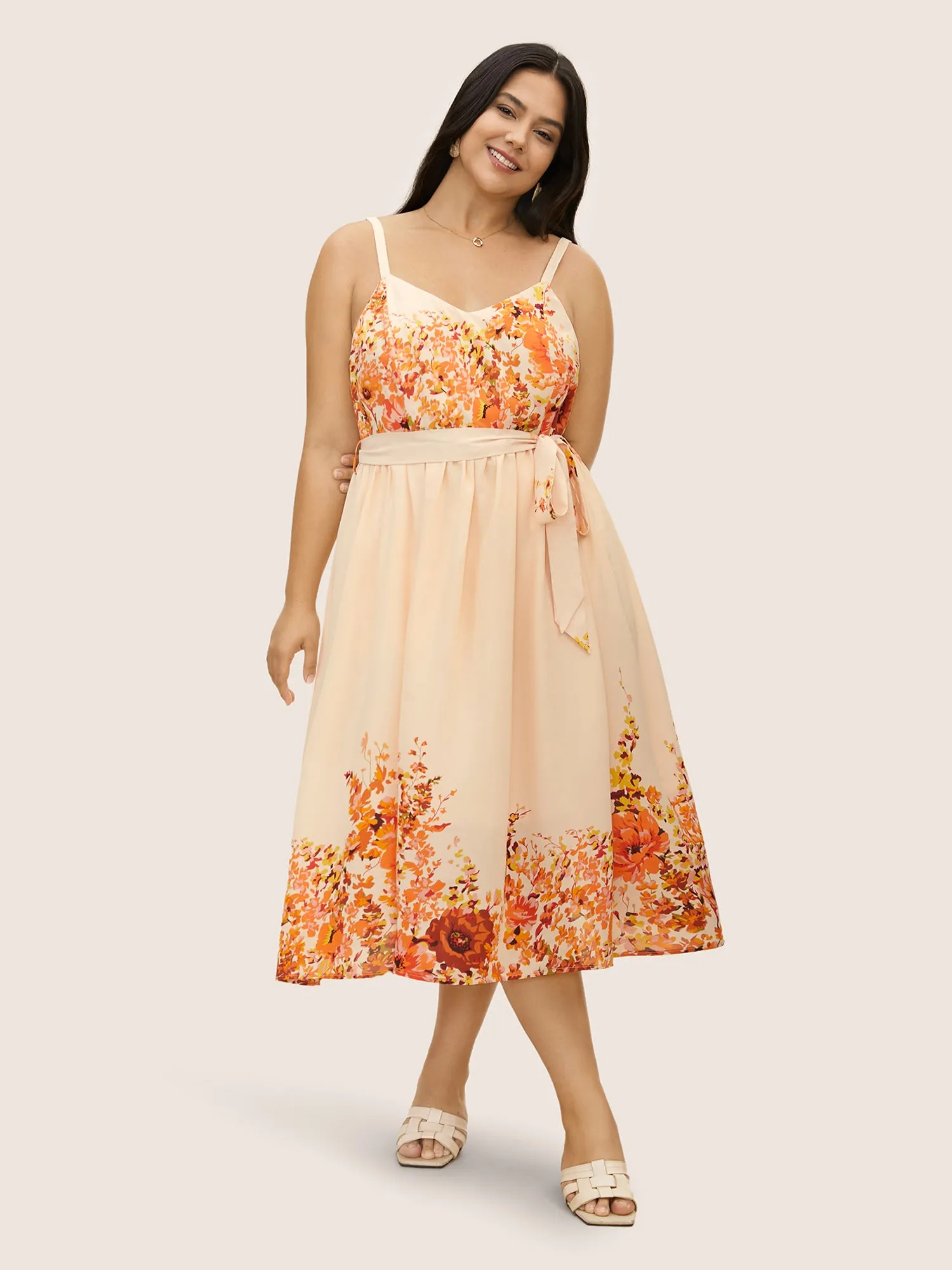 Boho Print Belted Midi Cami Dress sold by Bloomchic