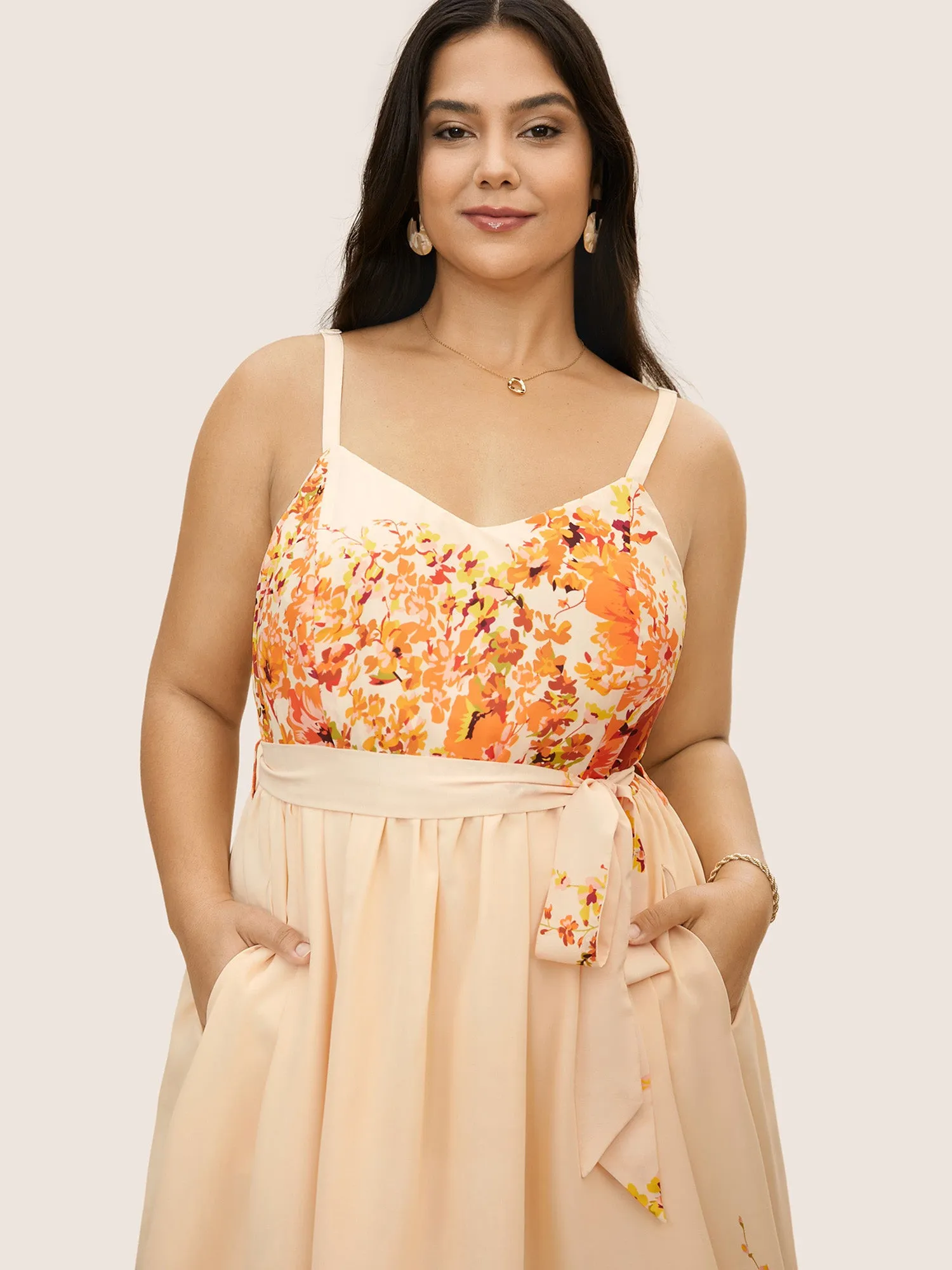 Boho Print Belted Midi Cami Dress sold by Bloomchic product image thumbnail 3