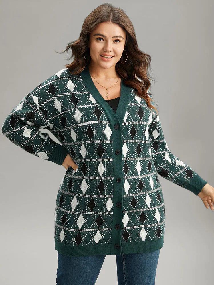 Supersoft Essentials Christmas Contrast Geometric Cardigan sold by Bloomchic