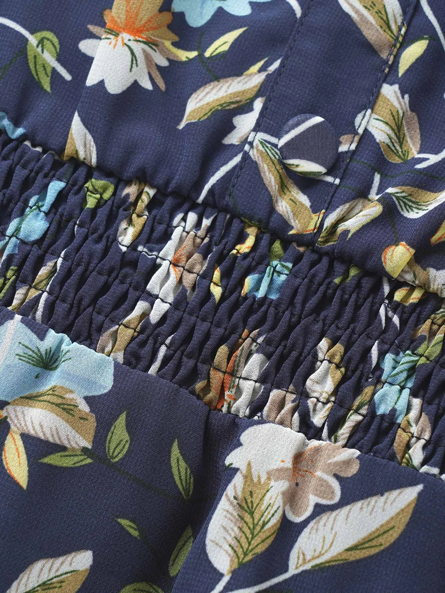 Round Neck Floral Ruffles Shirred Blouse sold by Bloomchic product image thumbnail 5