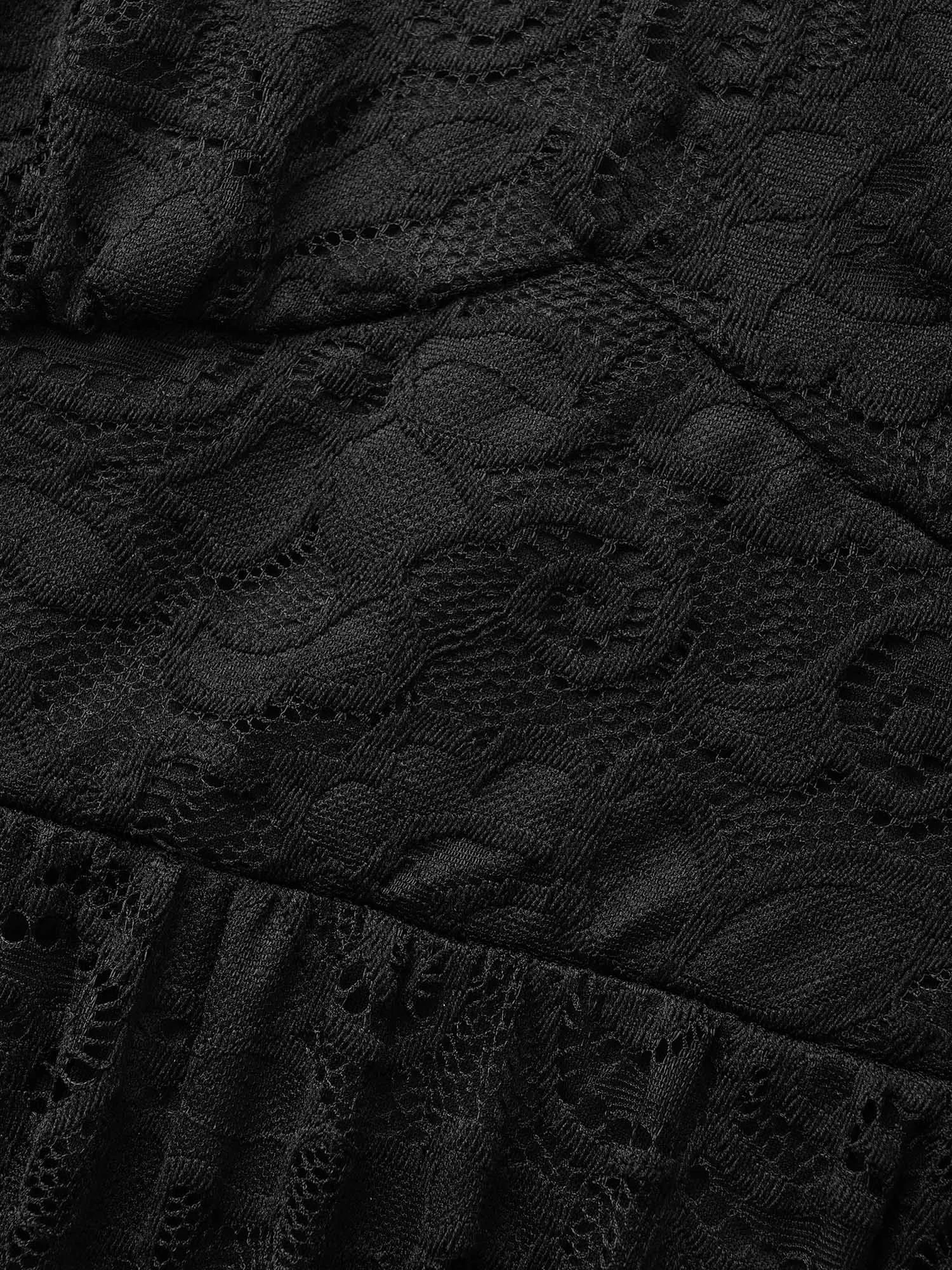 Heart Neckline Crochet Lace Mesh Flutter Sleeve Dress sold by Bloomchic product image thumbnail 5