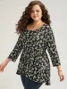 Ditsy Floral Crew Neck High Low Hem T-shirt sold by Bloomchic