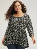 Ditsy Floral Crew Neck High Low Hem T-shirt sold by Bloomchic
