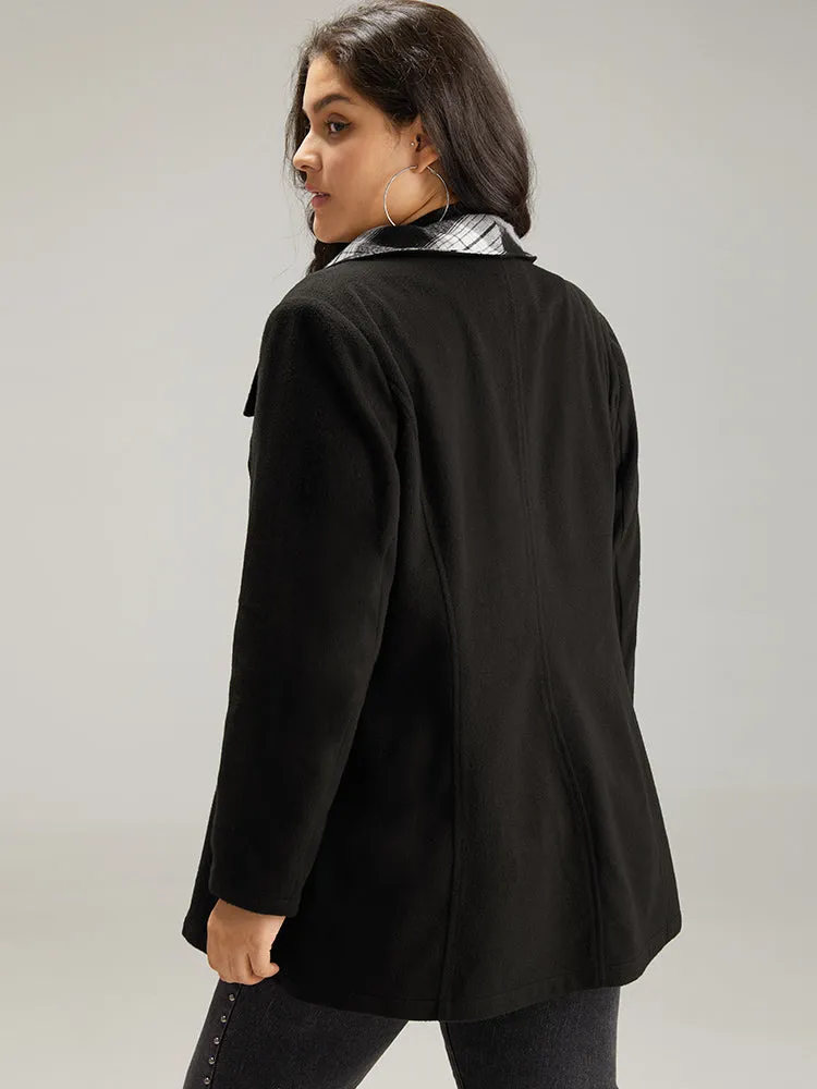 Plaid Patchwork Lapel Collar Zipper Coat sold by Bloomchic product image thumbnail 5