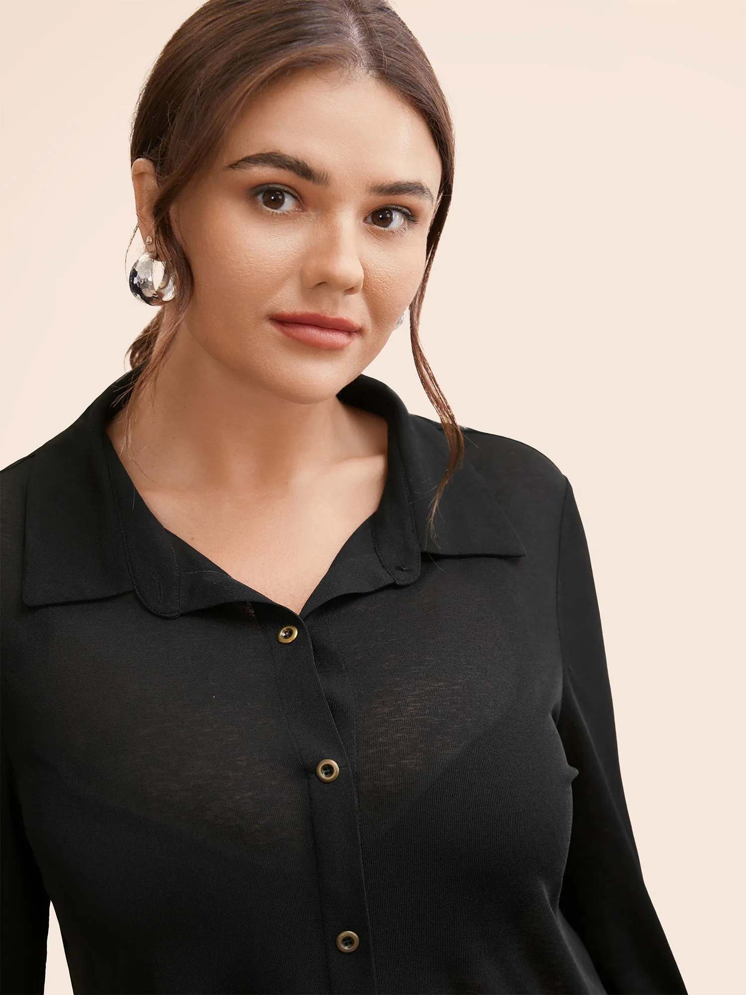 Stretch Woven Sheer Fitted Shirt sold by Bloomchic product image thumbnail 4